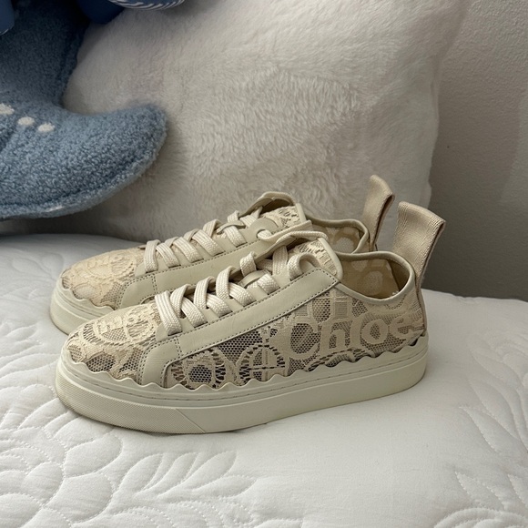 CHLOE LAUREN LACE Women’s low to Beige Sneakers - Picture 1 of 5